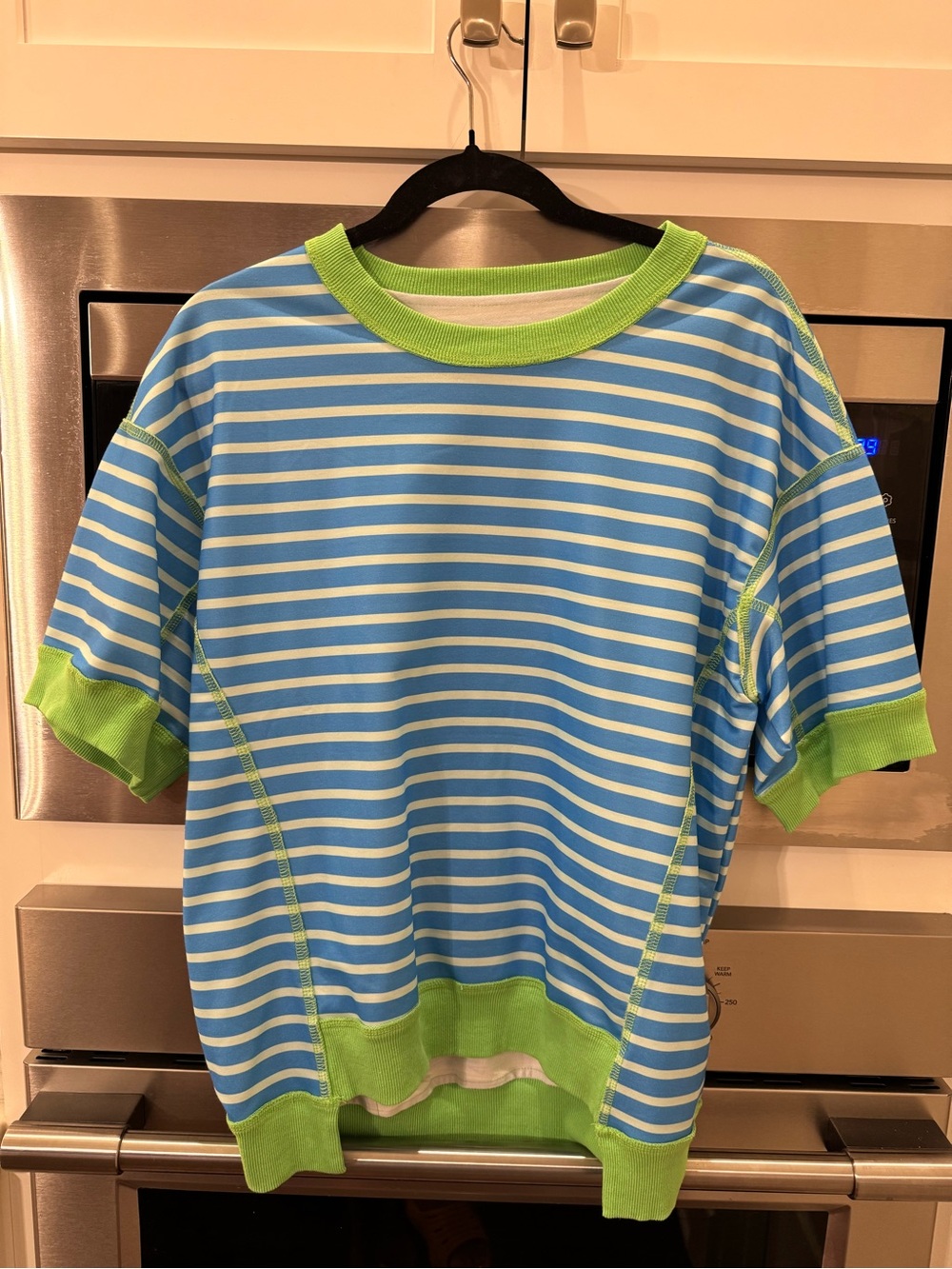 Amazon Blue & Green Striped Short Sleeve Tee
